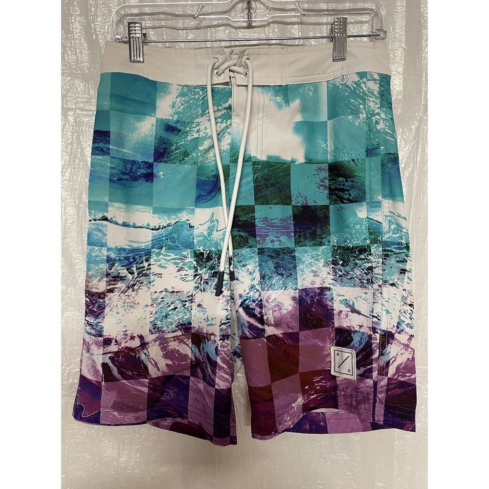 American Eagle Checkered Wave Swim Trunks‎ Board Shorts XS